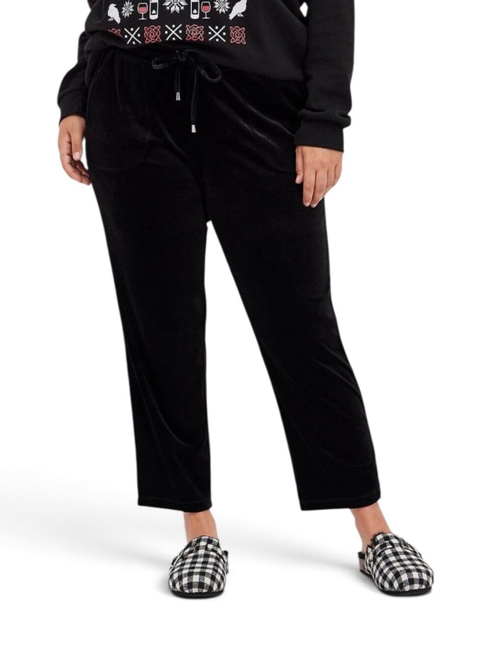 Torrid Relaxed Crop High Waist Black Velvet Pants Size 4x NWT